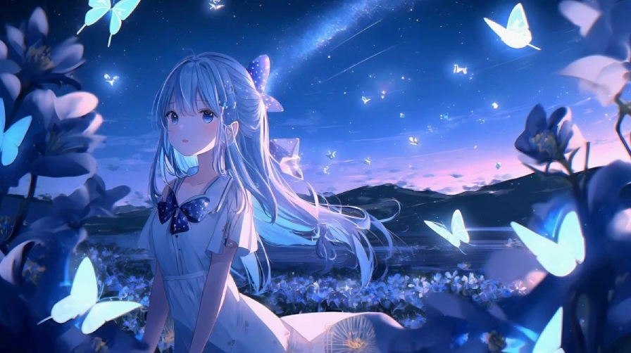 Hình nền anime nữ cute với mái tóc vàng óng và tai mèo đáng yêu