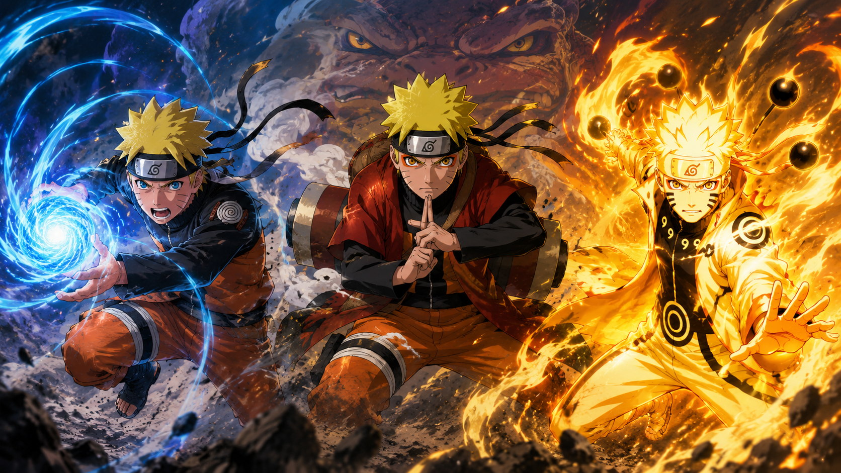 Hình nền Naruto 3 hình thái chiến đấu