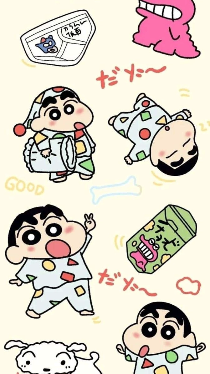 Hình nền Shin dễ thương nhất trong bộ pijama màu vàng quen thuộc.